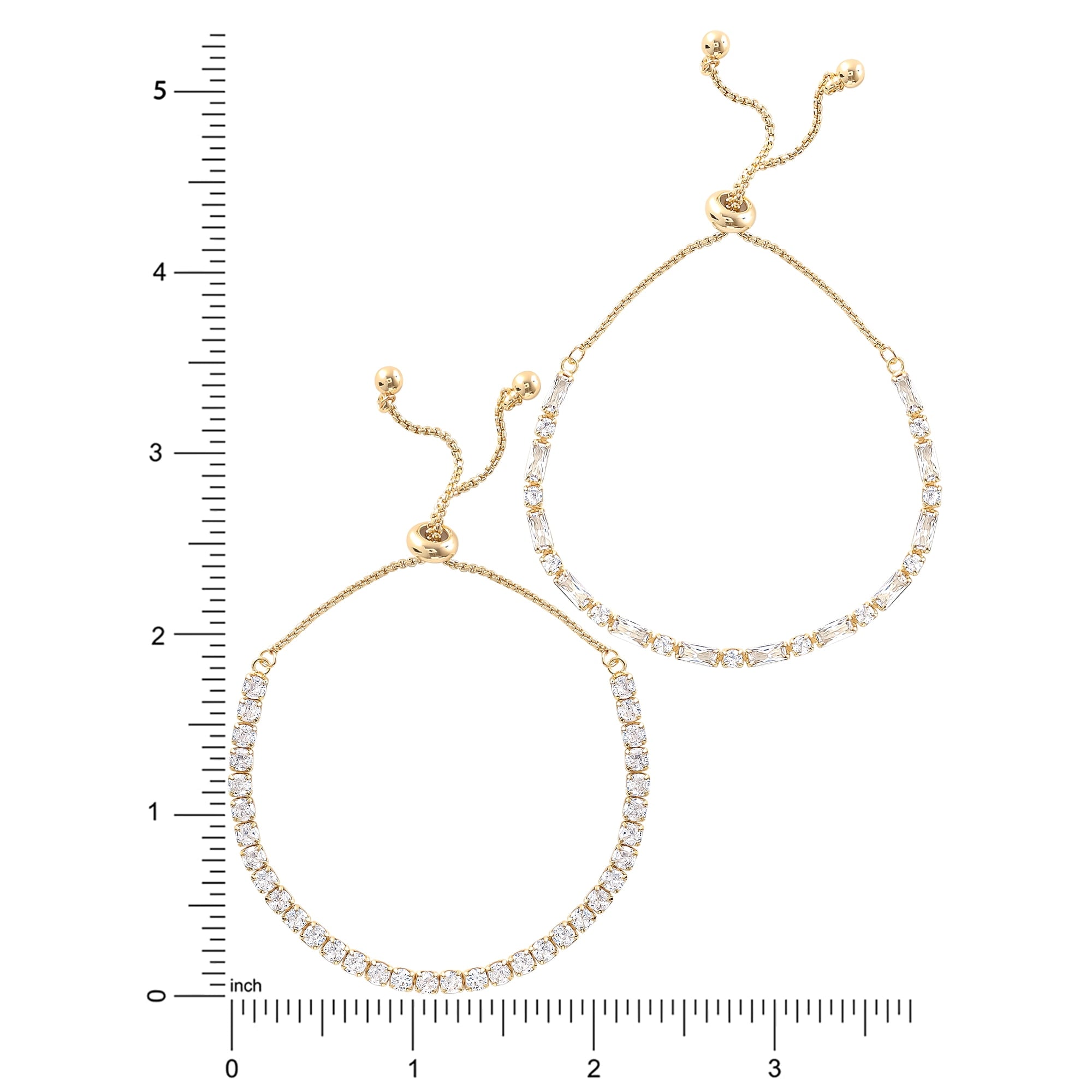 Believe by Brilliance Women's 14kt Gold Flash Plated Cubic Zirconia Adjustable Bracelet Set, 2