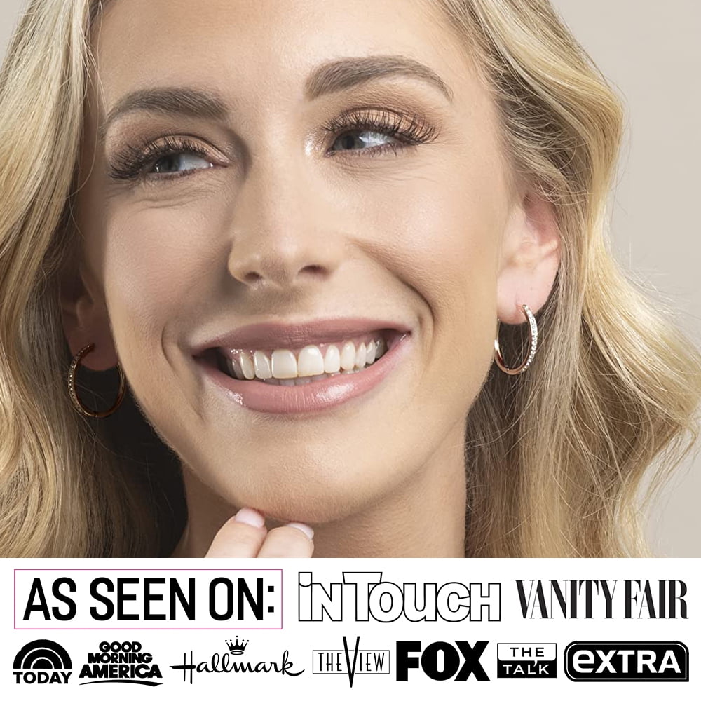 Cate & Chloe Bianca 18k White Gold Plated 25mm Hoop Earrings with Swarovski Crystals for Women