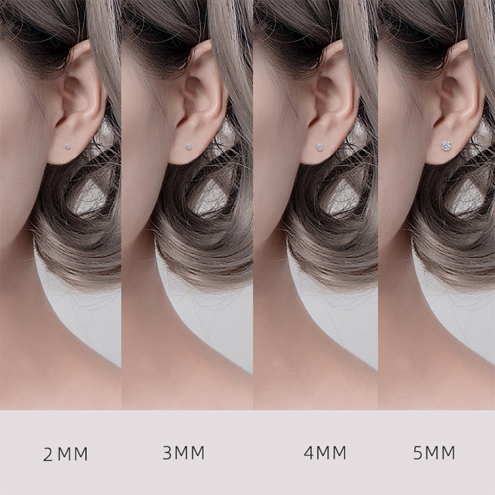 4 Pairs 925 Sterling Silver Tiny Stud Earrings Set Cubic Zirconia Stud Earrings for Women