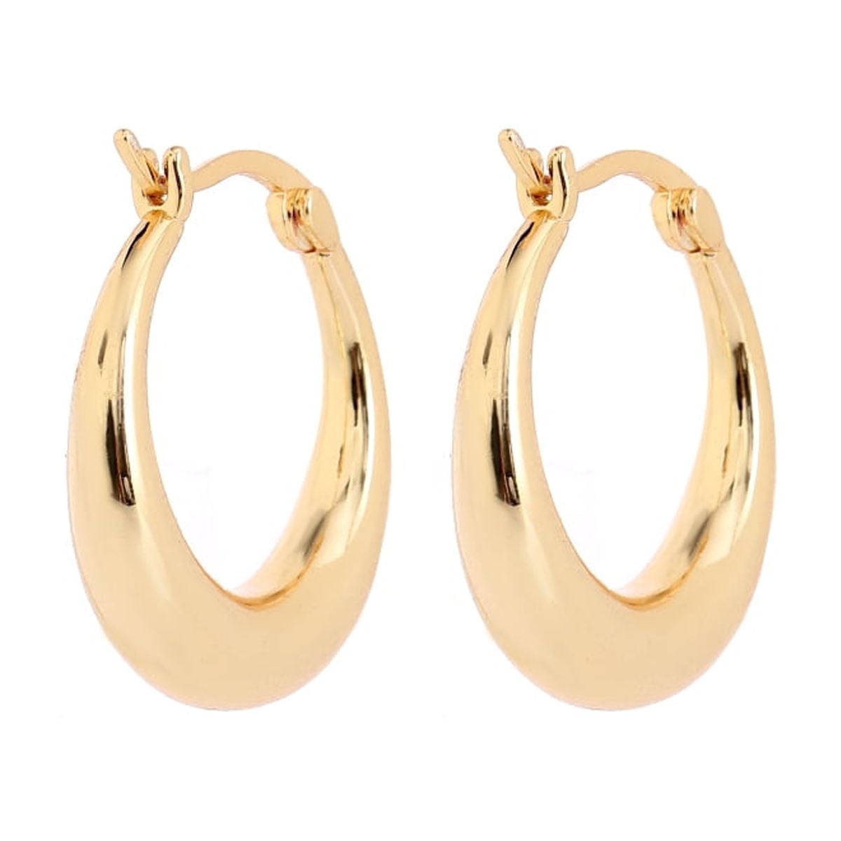 Amy and Annette 14K Gold Graduated Hoop Huggie Earring in 14K Yellow Gold Plated