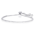 Amy and Annette 14K White Gold Adjustable Tennis Bracelet with crystals from Swarovski in 14K White Gold Plated