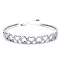 Amy and Annette 14K White Gold Hearts Bangle Adjustable Bracelet with crystals from Swarovski in 14K White Gold Plated