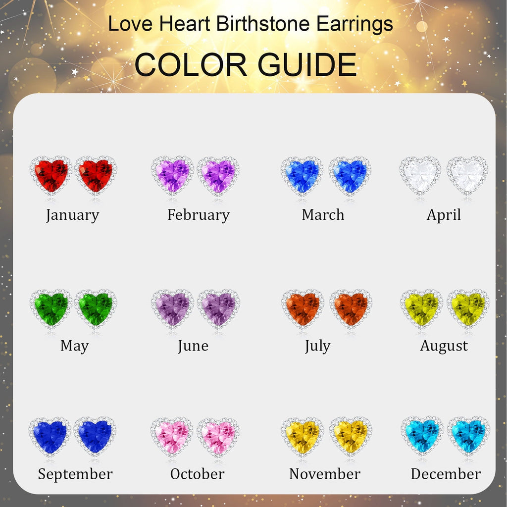 APSVO 18K White Gold Plated Love Heart Stud Earrings for Women CZ S925 Sterling Silver April Birthstone Earrings with Crystal Wedding Graduation Birthday Jewelry Gifts Teen Mom Ideas Age