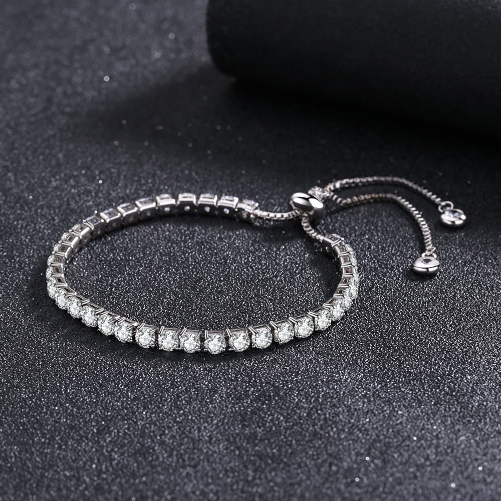 Amy and Annette 14K White Gold Adjustable Tennis Bracelet with crystals from Swarovski in 14K White Gold Plated