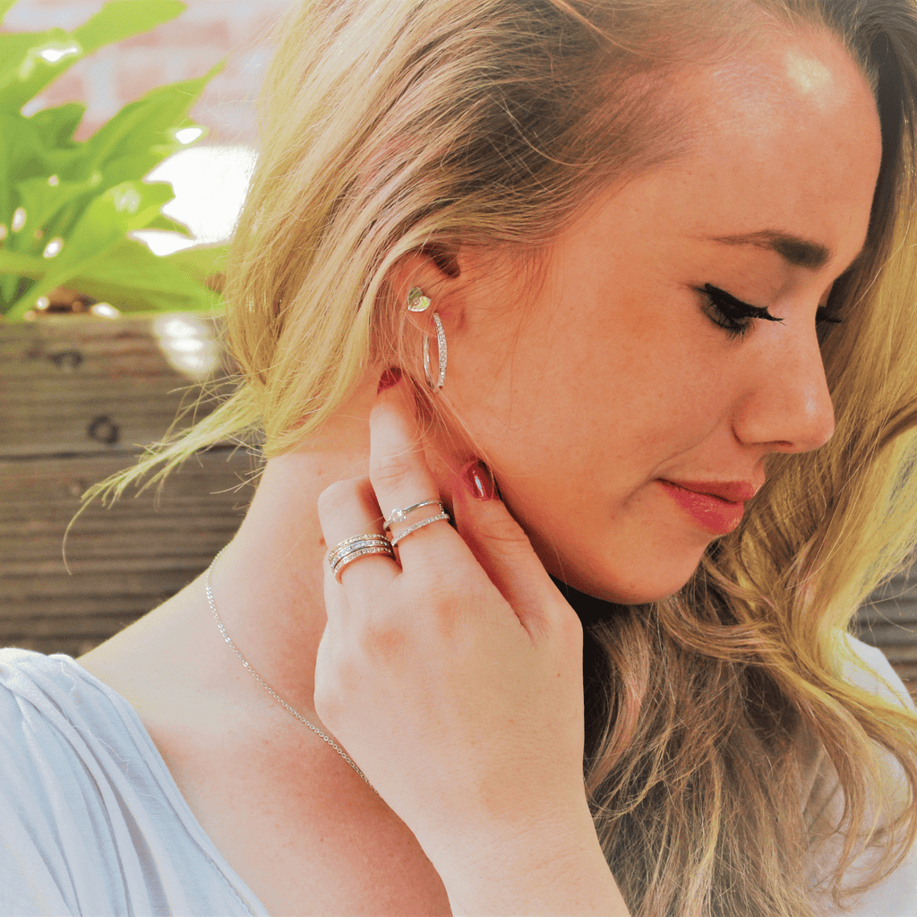 Cate & Chloe Bianca 18k White Gold Plated 25mm Hoop Earrings with Swarovski Crystals for Women