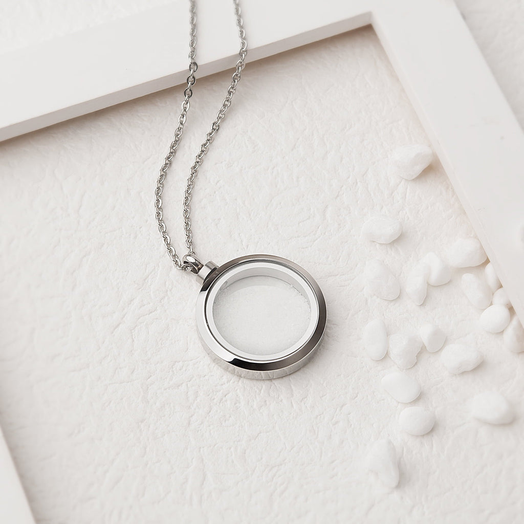 Anavia Collar con Medallón de Cristal con Memoria Collar Conmemorativo para Cenizas, Medallón con Forma de Urna de Cristal, Joyería Conmemorativa para Cabello O Medallón de Flores Secas