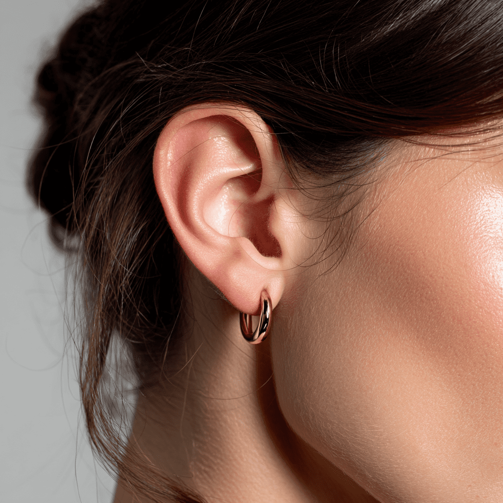 Amy and Annette 14K Gold Graduated Hoop Huggie Earring in 14K Yellow Gold Plated