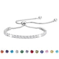 APSVO 18K White Gold Plated Tennis Bracelets for Women Girls CZ S925 Sterling Silver April Birthstone Bracelets with Crystal Wedding Birthday Jewelry Gifts Ideas Teen Tween Daughter Mom Kids Age