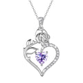 Beautlace 925 Sterling Silver Birthstone Necklace Rose Flower Heart Pendant Jewelry Christmas Valentines Mother's Day Gifts for Women Mom Wife/Lover