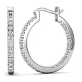 Cate & Chloe Margot 18k White Gold Plated 24mm Hoop Earrings with Simulated Diamonds Gift for Women