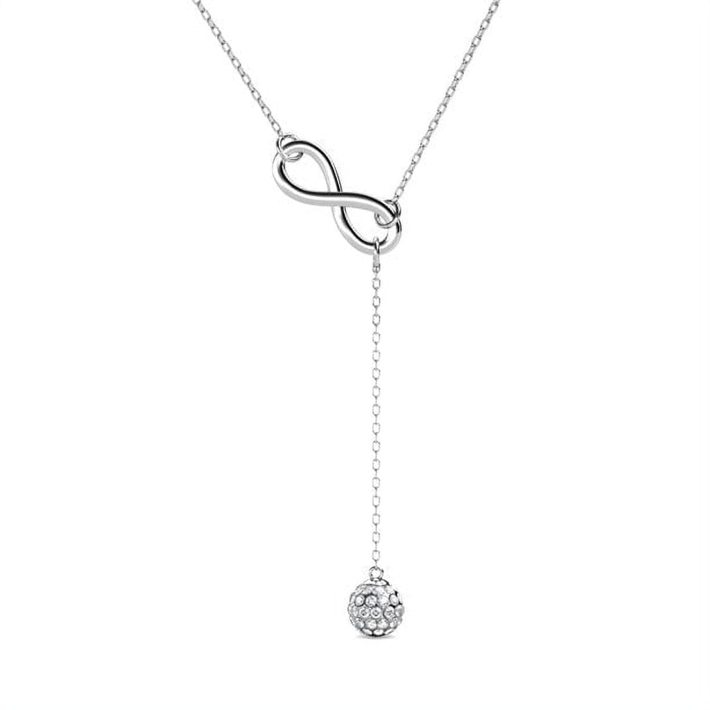 Cate & Chloe Sonya 18k White Gold Plated Lariat Y-Necklace with Swarovski Crystals Gift for Women