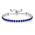 Paris Jewelry 18k White Gold 6 Cttw Blue Sapphire  Round Adjustable Tennis Bracelet For Women Plated