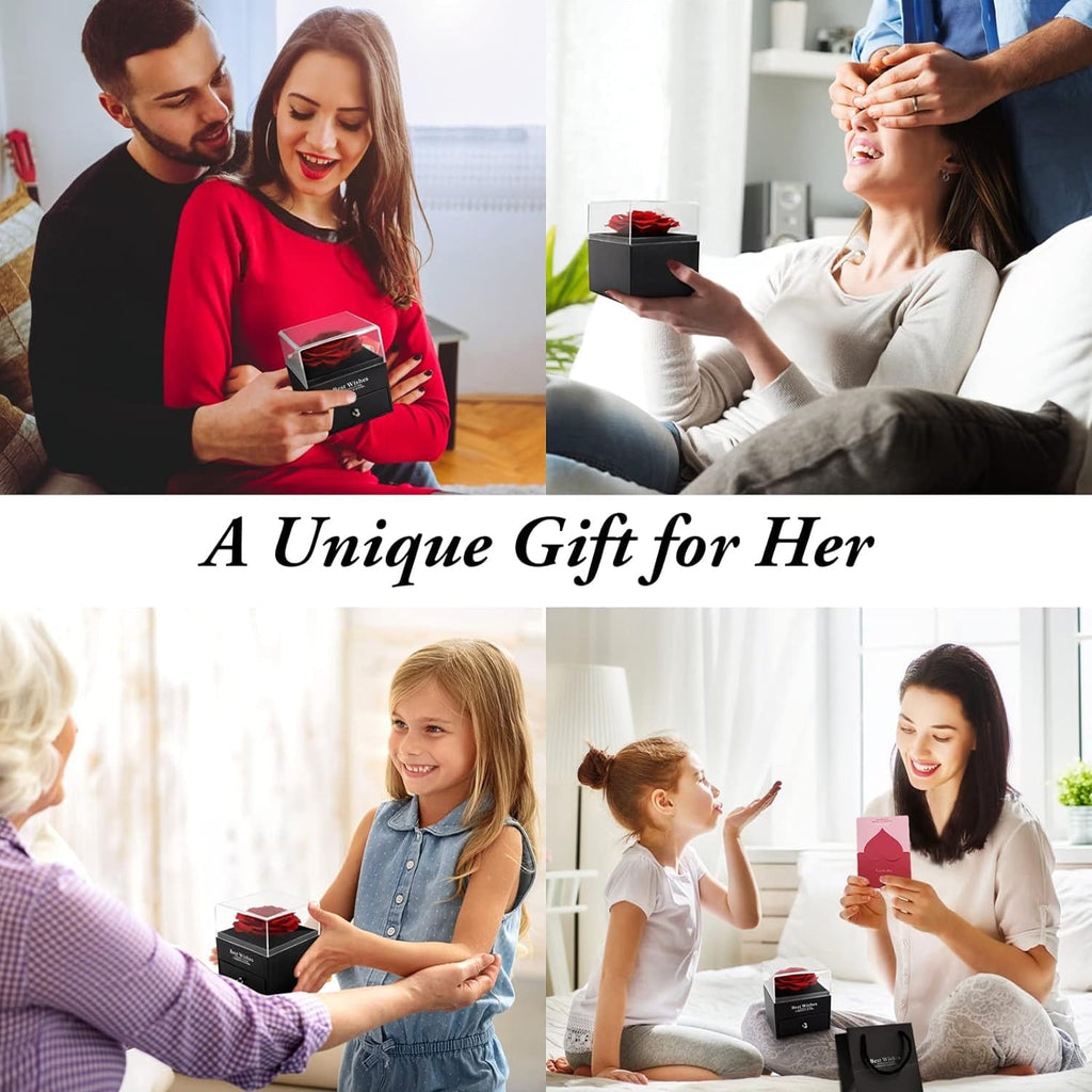 MYEBIUAI Eternal Rose I Love You Necklace Red Rose Necklace