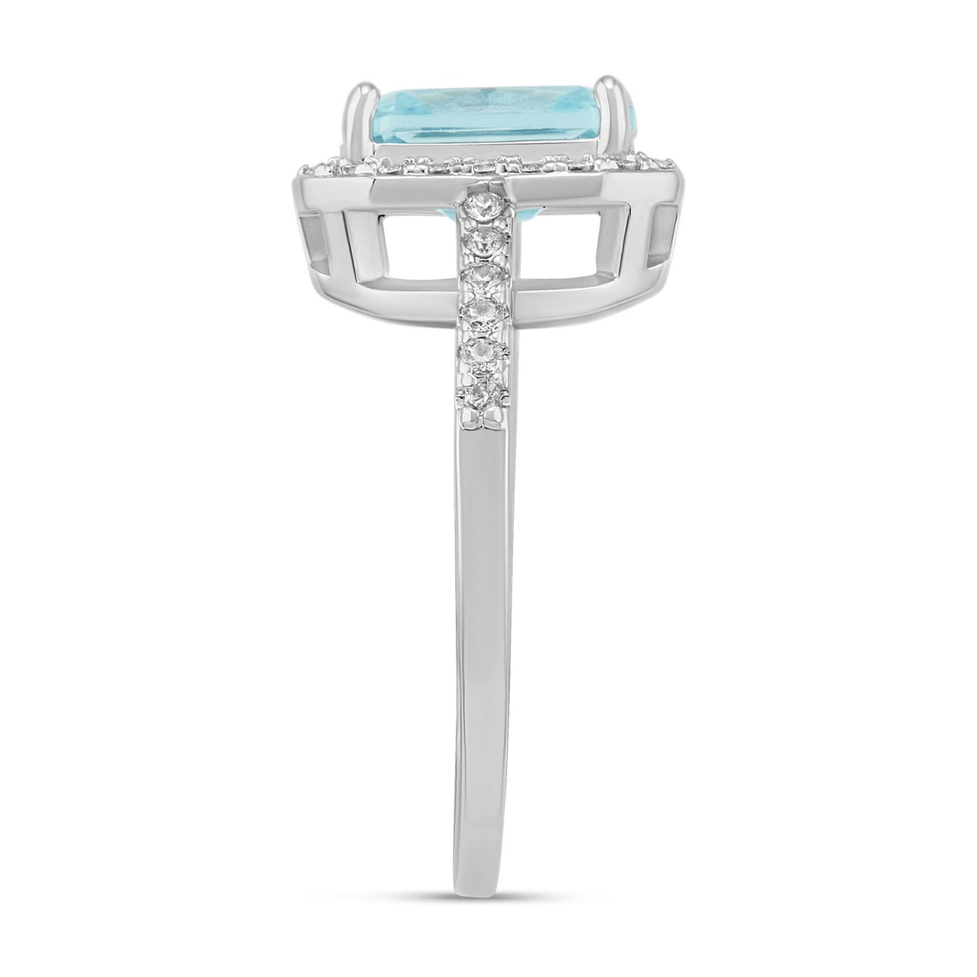 Believe by Brilliance Women's Fine Silver Plated Aquamarine Cubic Zirconia Ring (Size 7)