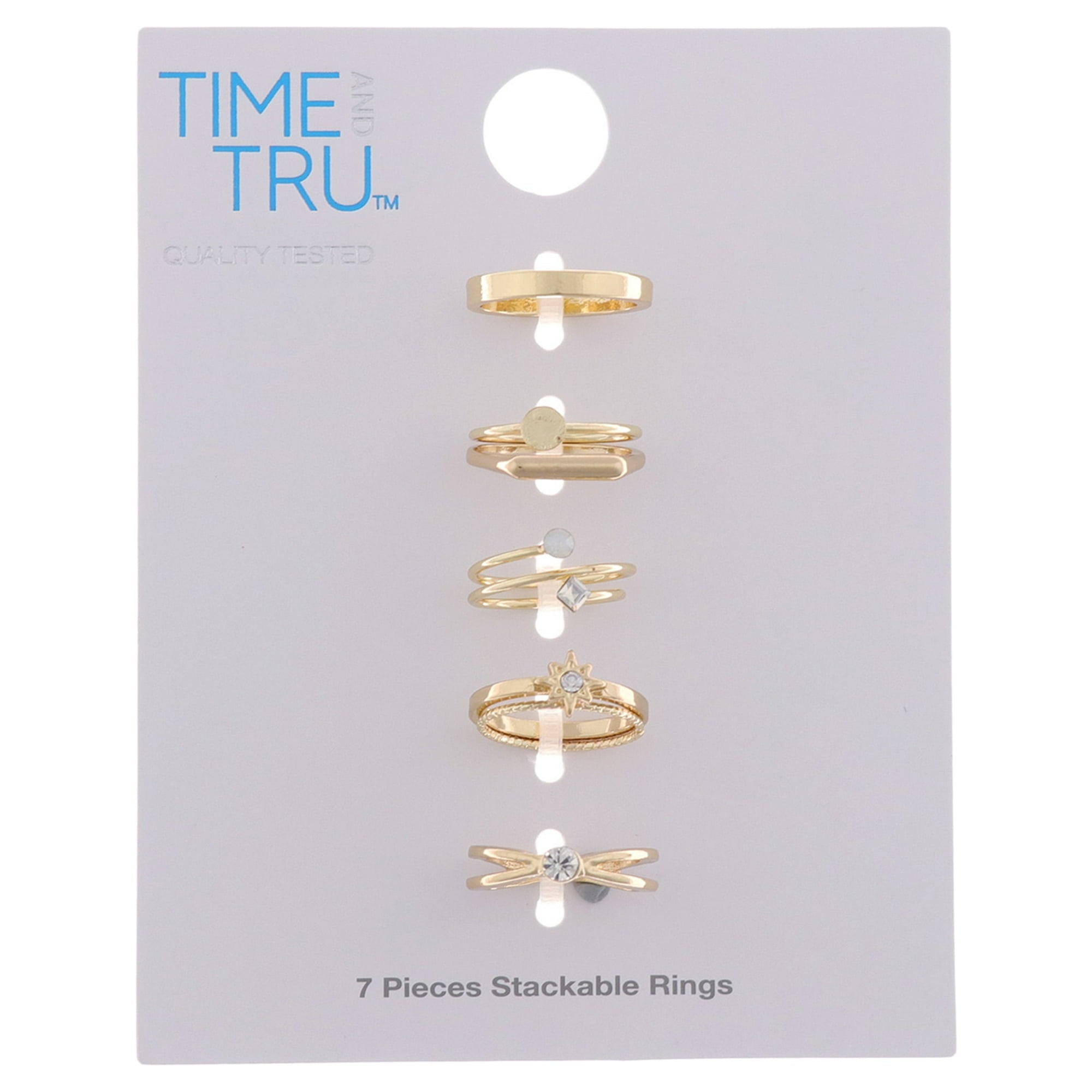 Time and Tru Delicate Gold-Tone Stacking Rings Set, 7-Pack