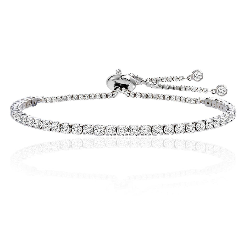 Amy and Annette 14K White Gold Adjustable Tennis Bracelet with crystals from Swarovski in 14K White Gold Plated