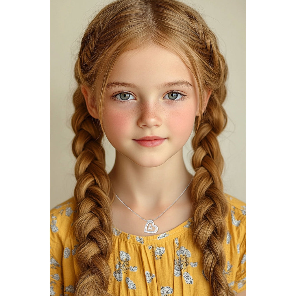 APSVO 18K White Gold Plated Love Heart Initial Necklaces for Women Girls CZ S925 Sterling Silver Letter A Pendant Chain Graduation Wedding Birthday Jewelry Gifts Ideas Teen Kids Mom Wife Bride Age