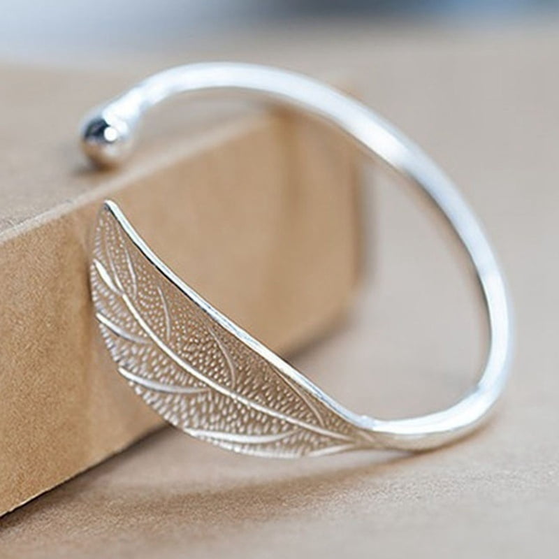 SHIYAO 2018 New Elegant Ladies Leaves 925 Sterling Silver Opening Bracelet Bangle For Women Girl Hot